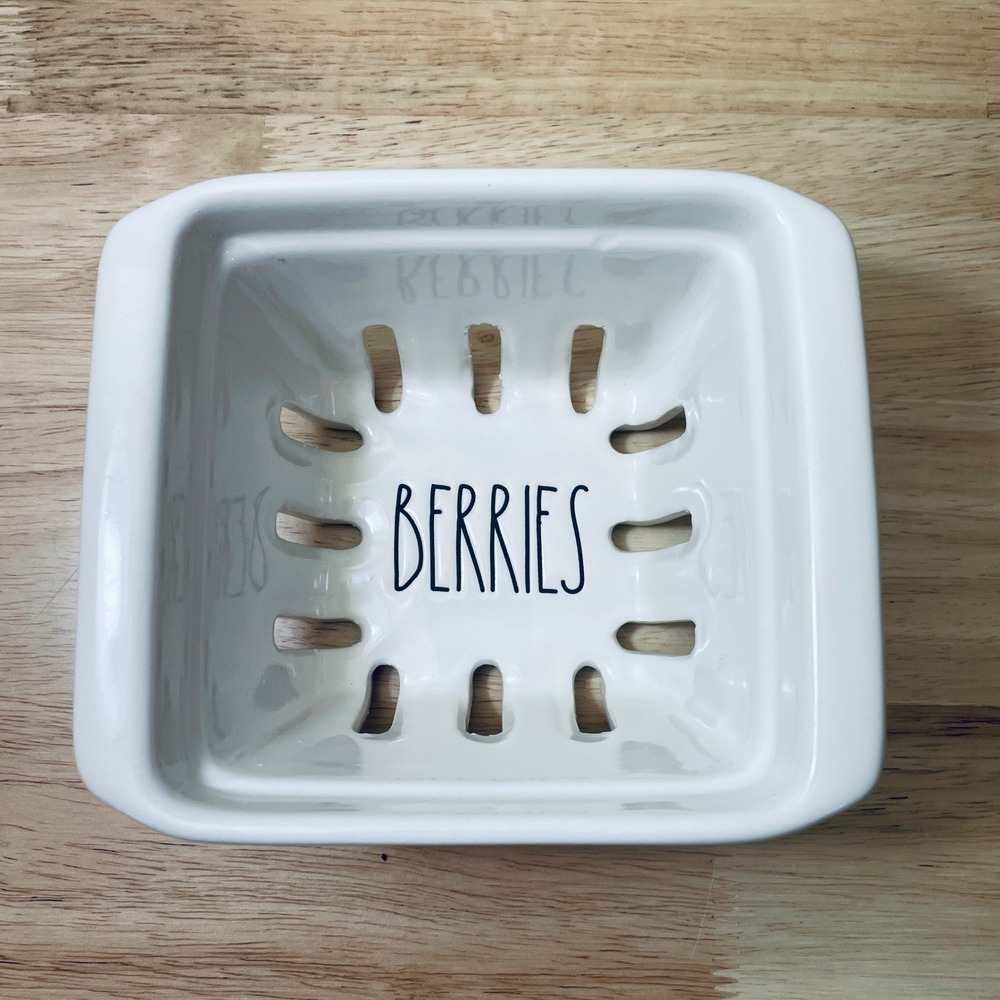 Rae Dunn Berries Ceramic Berry Basket White Artisan Collection by Magenta